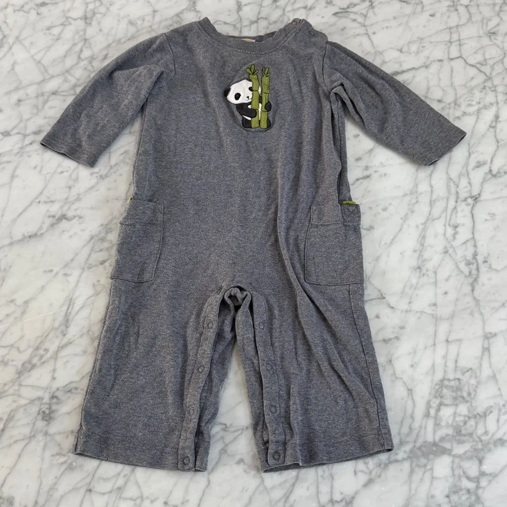 Gymboree '07 Boys Little Panda Line Romper Jumpsuit Size 12-18 Months